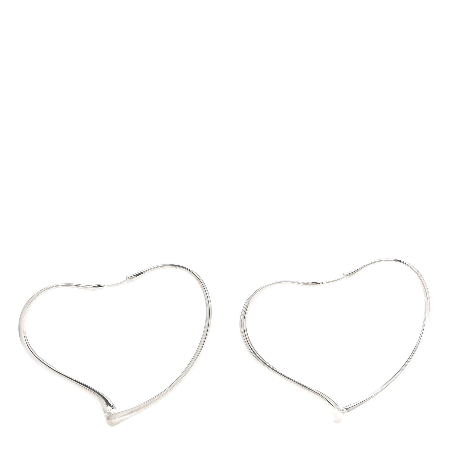 Tiffany Sterling Silver Large Elsa Peretti Open Heart Hoop Earrings 1 of 4