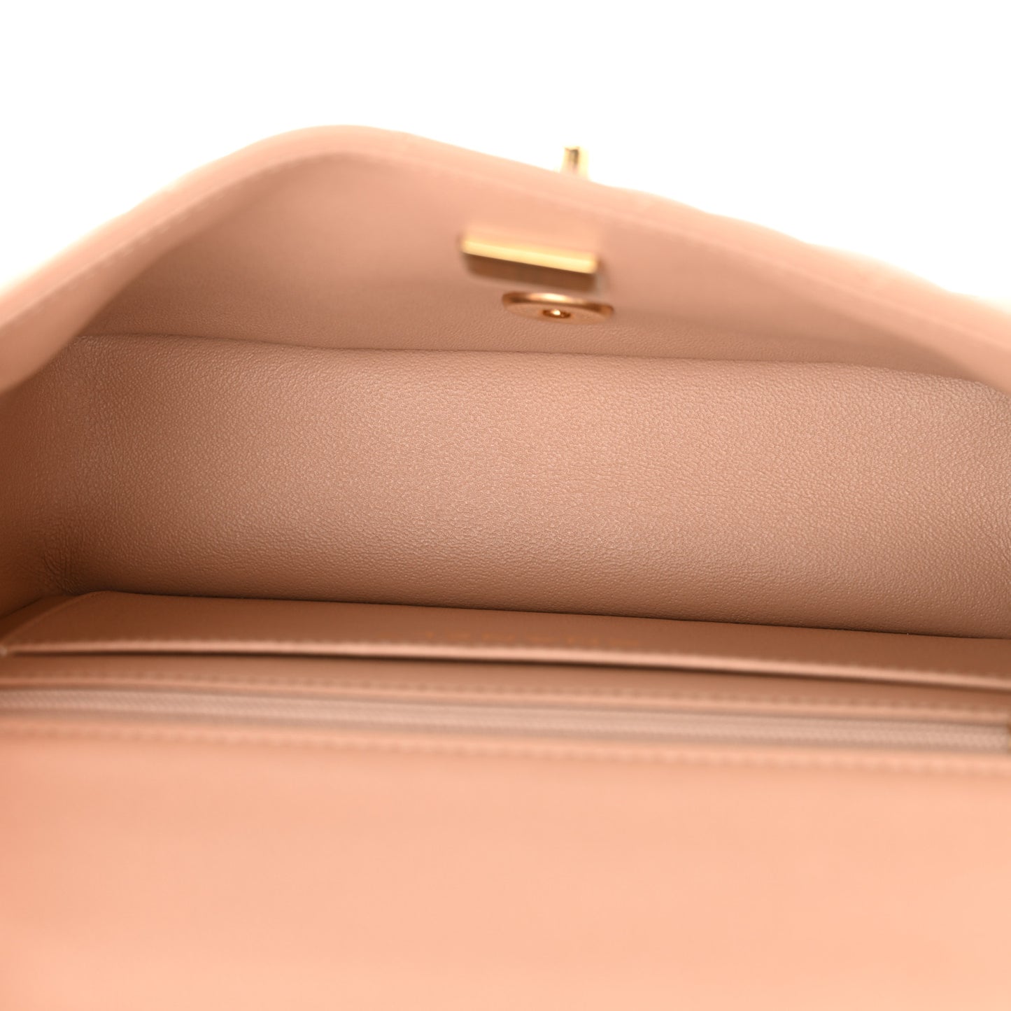 Lambskin Quilted Mini Top Handle Rectangular Flap Beige