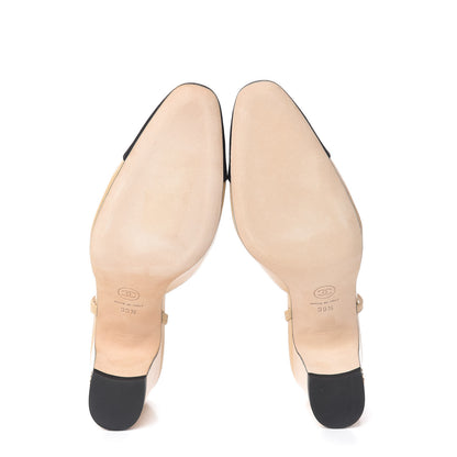 Chanel Goatskin Grosgrain Cap Toe CC Slingback Pumps 39.5 Beige Black 5 of 8