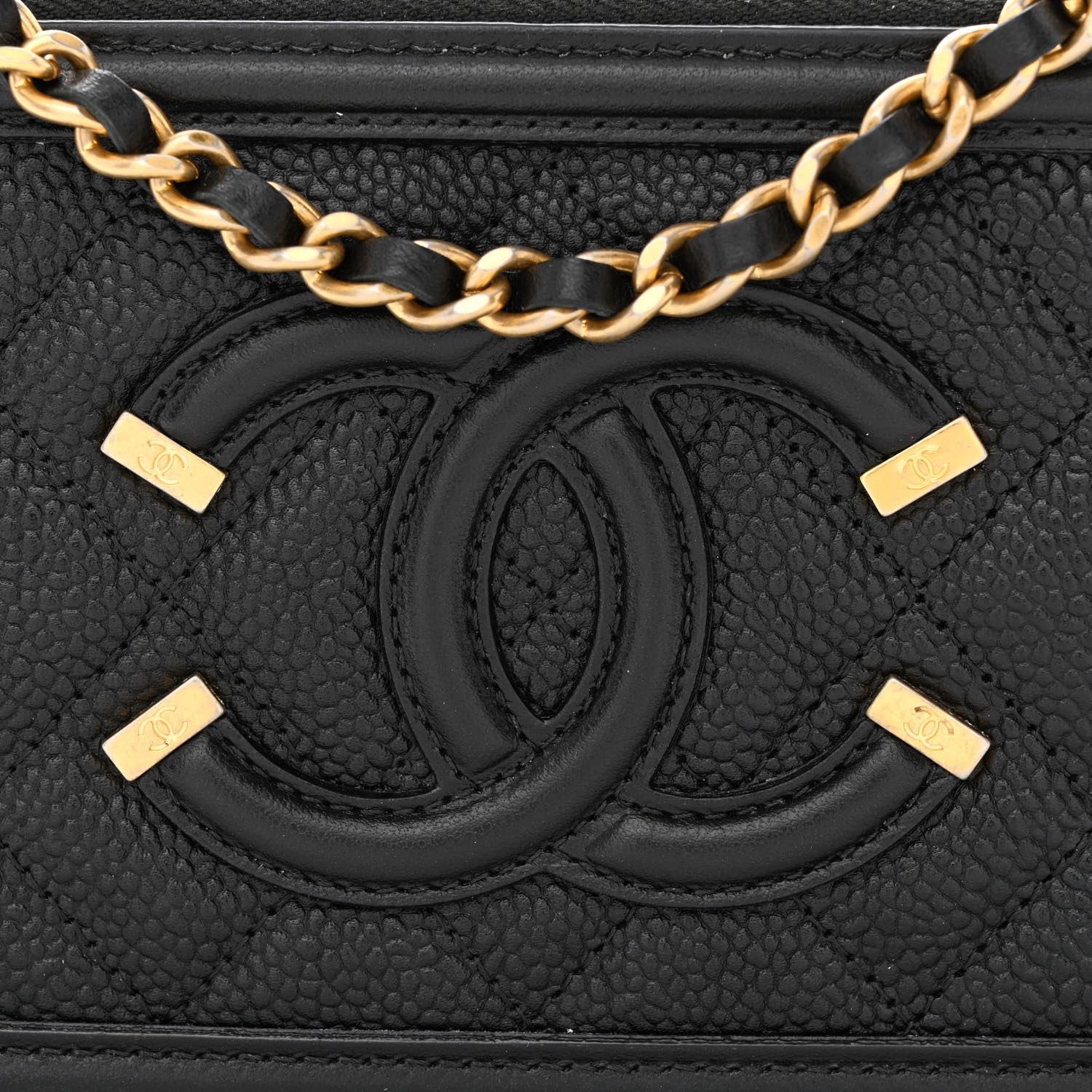 Chanel Caviar Quilted CC Filigree Clutch With Chain Black 11 of 14