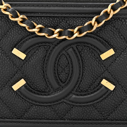 Chanel Caviar Quilted CC Filigree Clutch With Chain Black 11 of 14