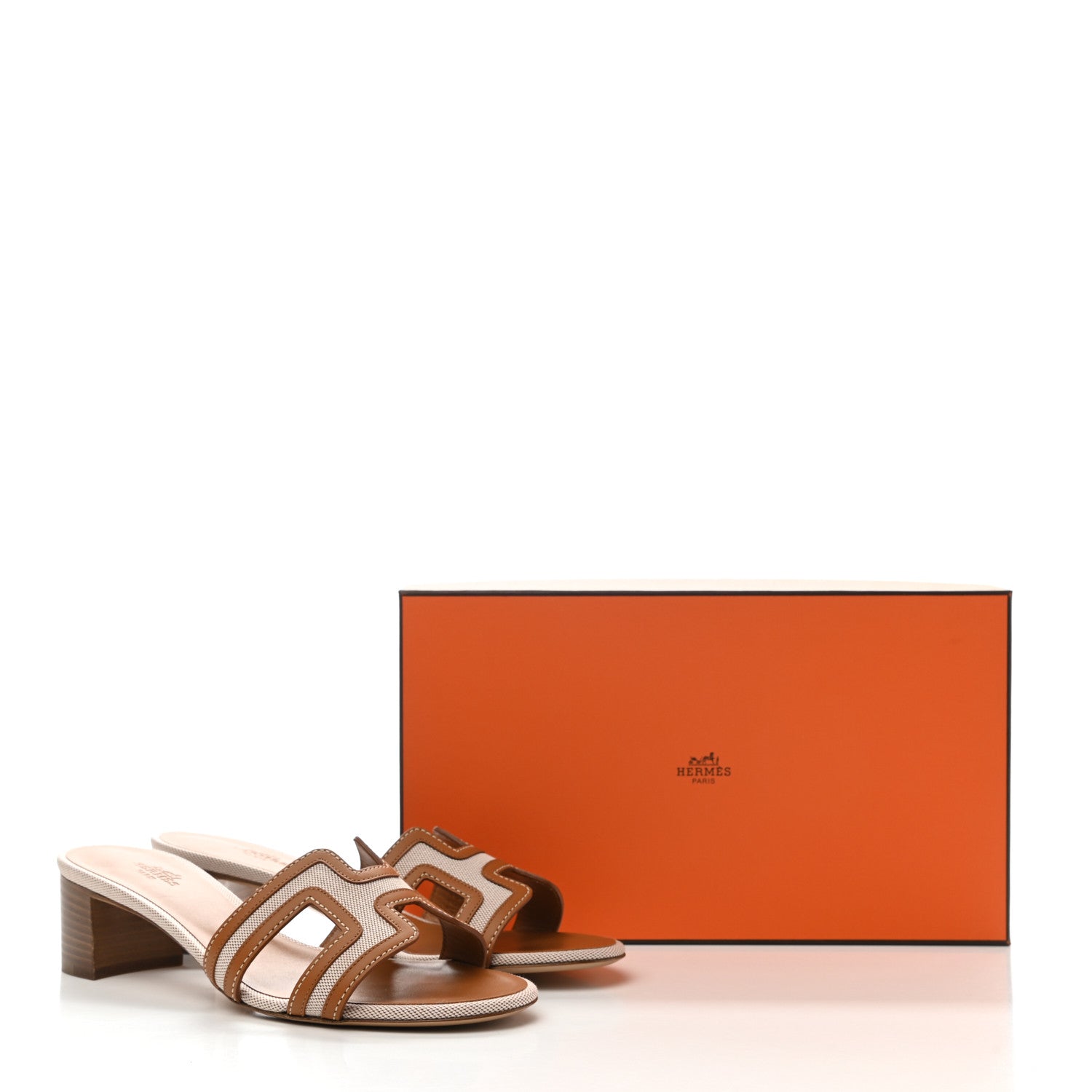 Hermes Calfskin Canvas Oasis Sandals 37 Noisette Beige Dore 9 of 9