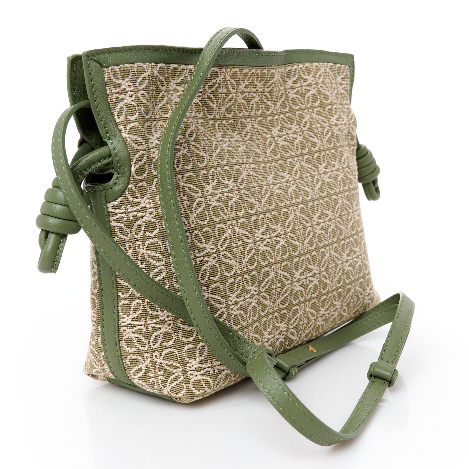 Loewe Jacquard Anagram Calfskin Mini Flamenco Knot Clutch Vintage Khaki 3 of 10