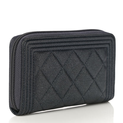 Chanel Metallic Calfskin Quilted Small Boy Zip Around Wallet Charcoal 2 of 11