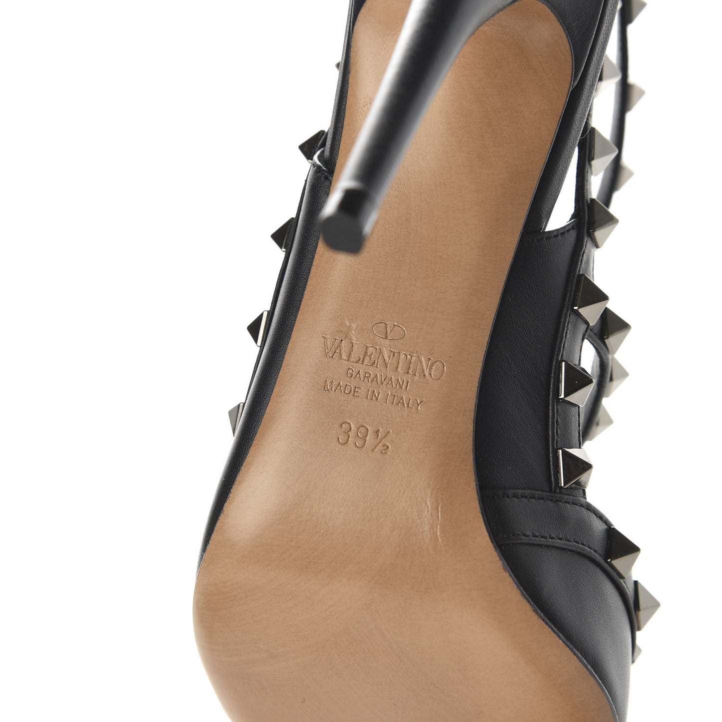 X UNDERCOVER Calfskin Rockstud Ankle Strap Pumps 39.5 Black