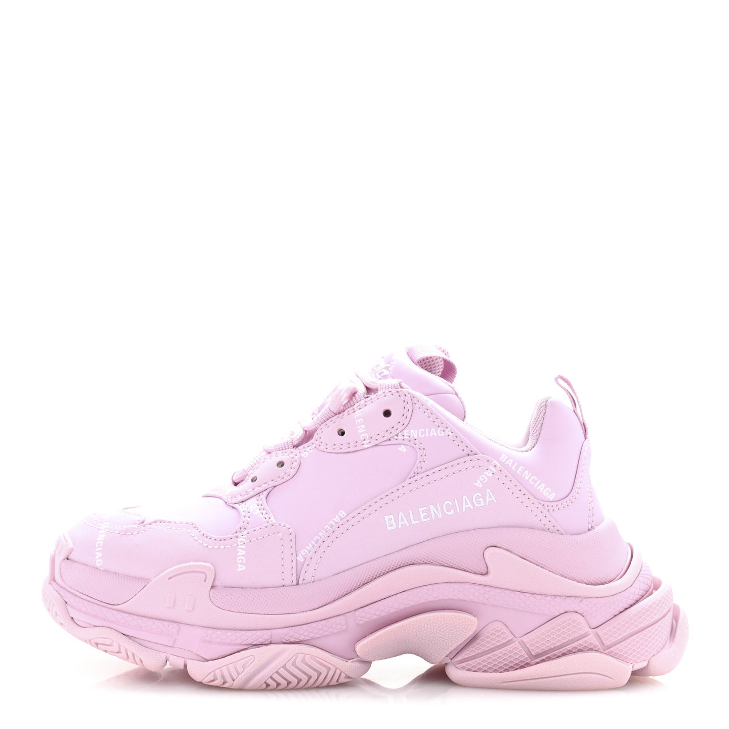 Technical Fabric Mesh Allover Logo Womens Triple S Sneakers 37 Pink White