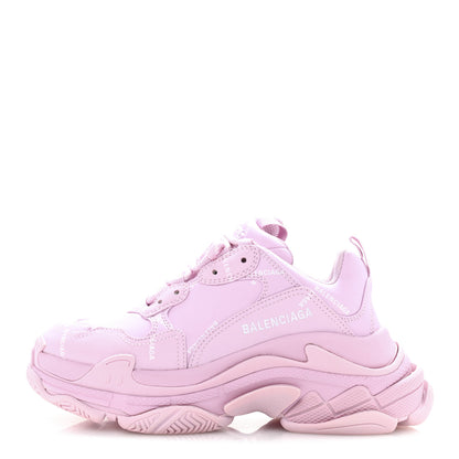 Balenciaga Technical Fabric Mesh Allover Logo Womens Triple S Sneakers 37 Pink White 1 of 9