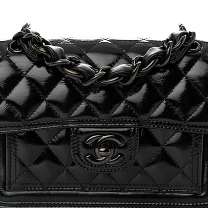 Chanel Shiny Crumpled Calfskin Quilted Double You Mini Flap So Black 8 of 10
