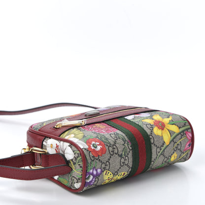 Gucci GG Supreme Monogram Flora Web Mini Ophidia Shoulder Bag Red 3 of 10