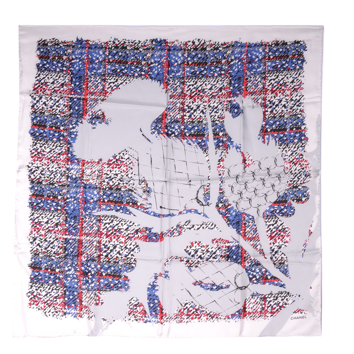 Silk CC Thistle Scarf Blue Red