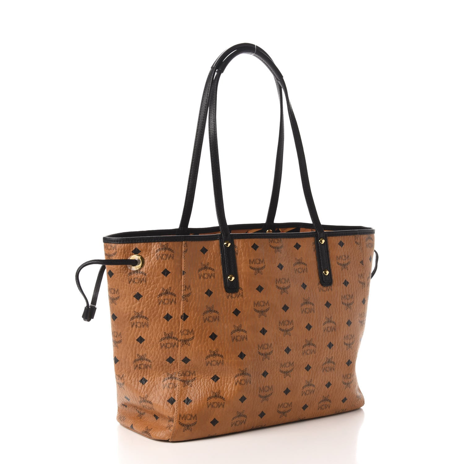 MCM Visetos Medium Project Reversible Shopper Tote Cognac 3 of 16