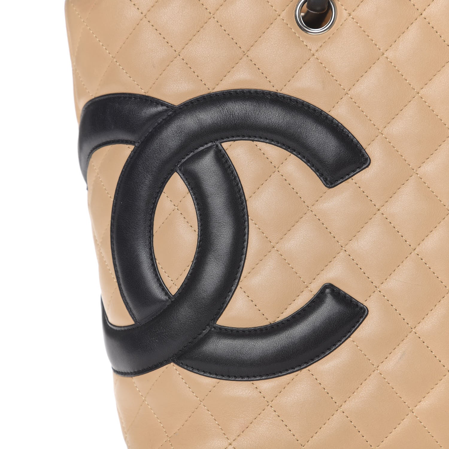Chanel Calfskin Quilted Large Cambon Tote Beige Black 9 of 13