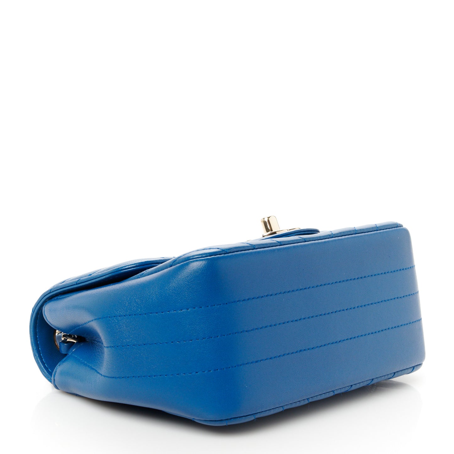 Lambskin Chevron Quilted Mini Square Flap Blue