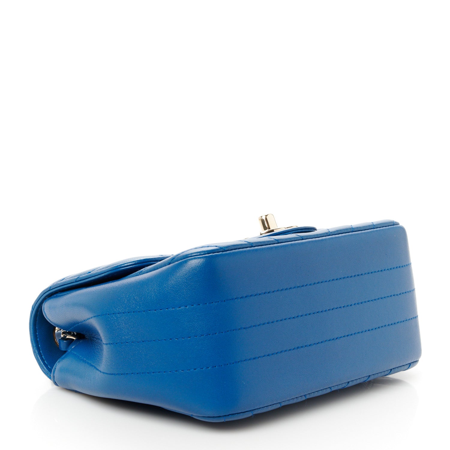 Chanel Lambskin Chevron Quilted Mini Square Flap Blue 4 of 10