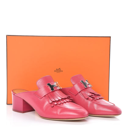 Hermes Goatskin Tuileries Mules 37 Rouge Azalee 11 of 11