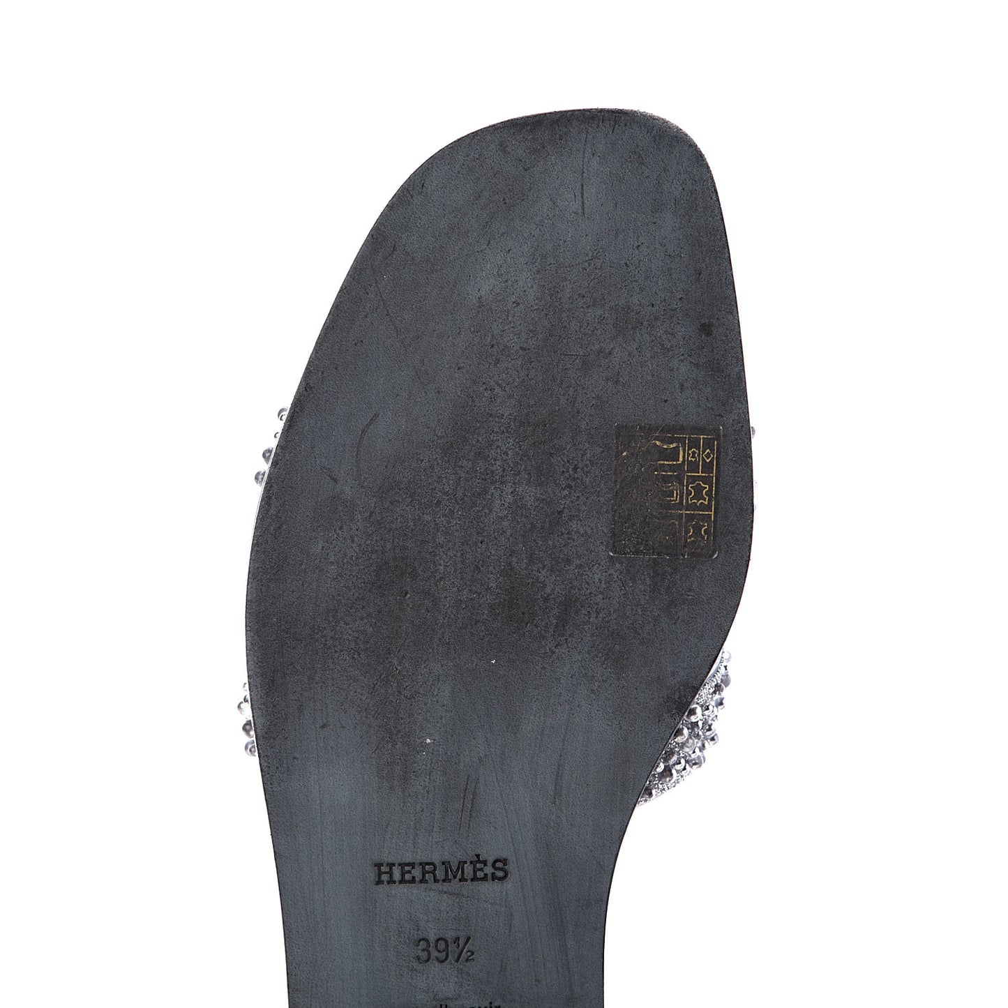 Suede Goatskin Crystal Oran Sandals 39.5 Gris Argente