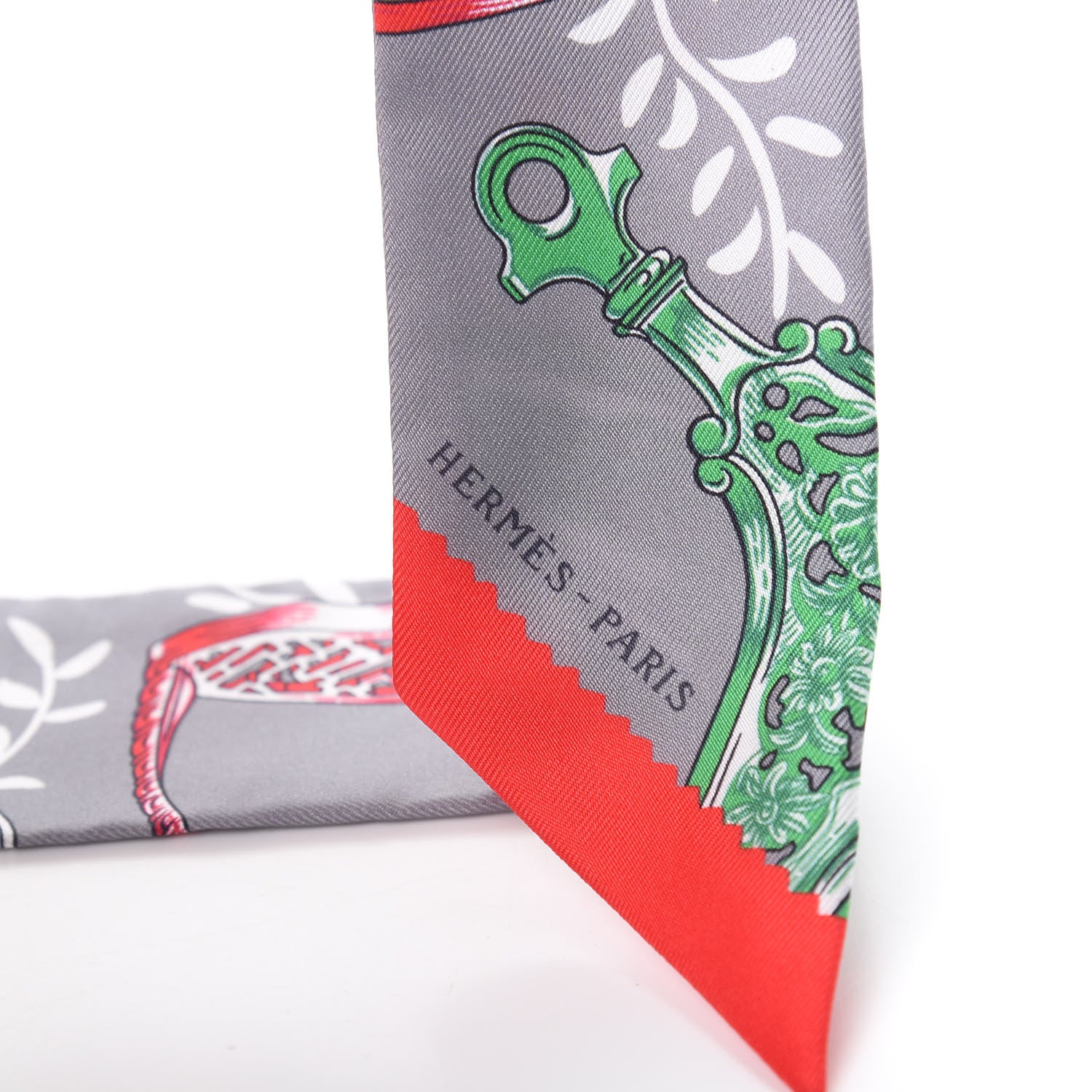 Hermes Silk Etriers Remix Twilly Gris Acier Rouge Jaune 3 of 4