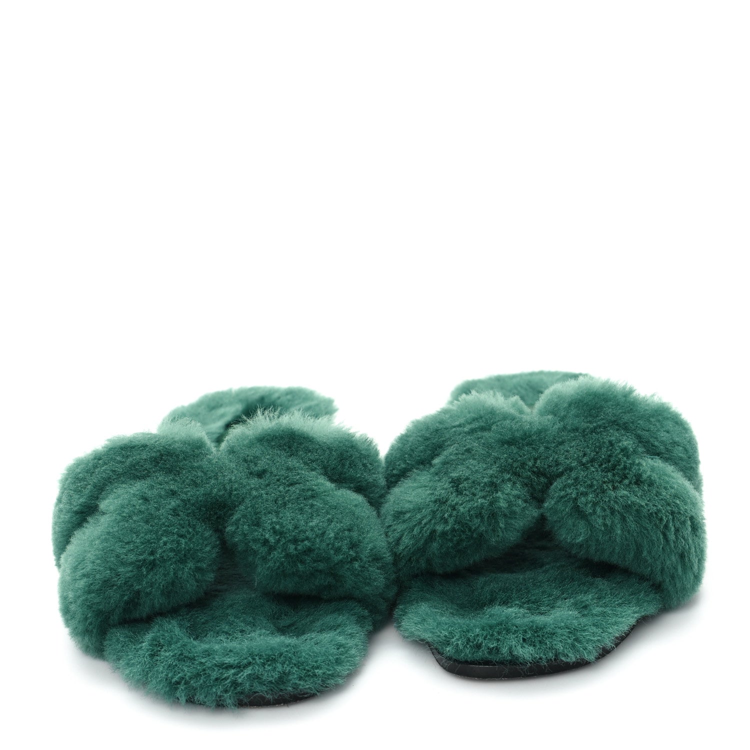 Hermes Woolskin Oran Sandals 37.5 Vert Anglais 3 of 9