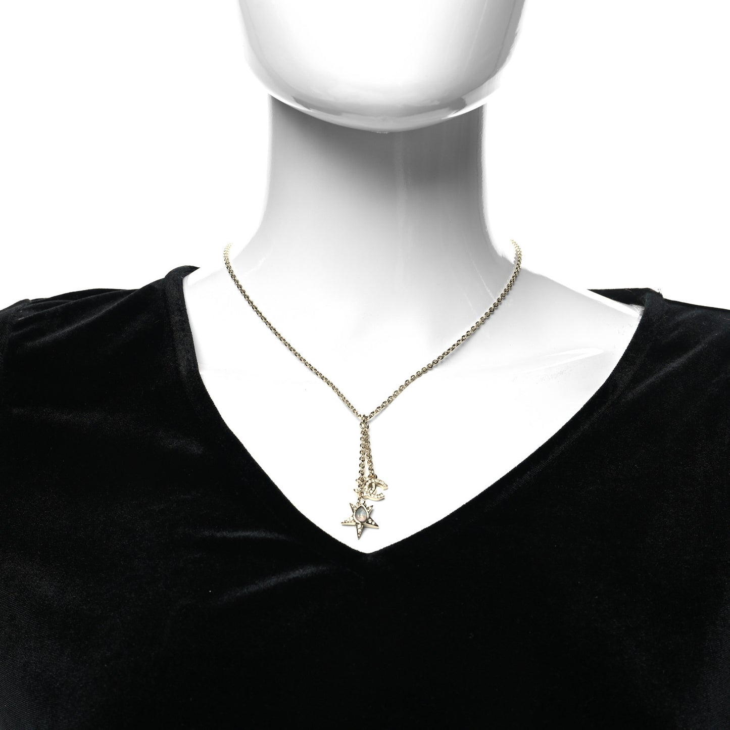 Crystal CC Star Necklace Gold