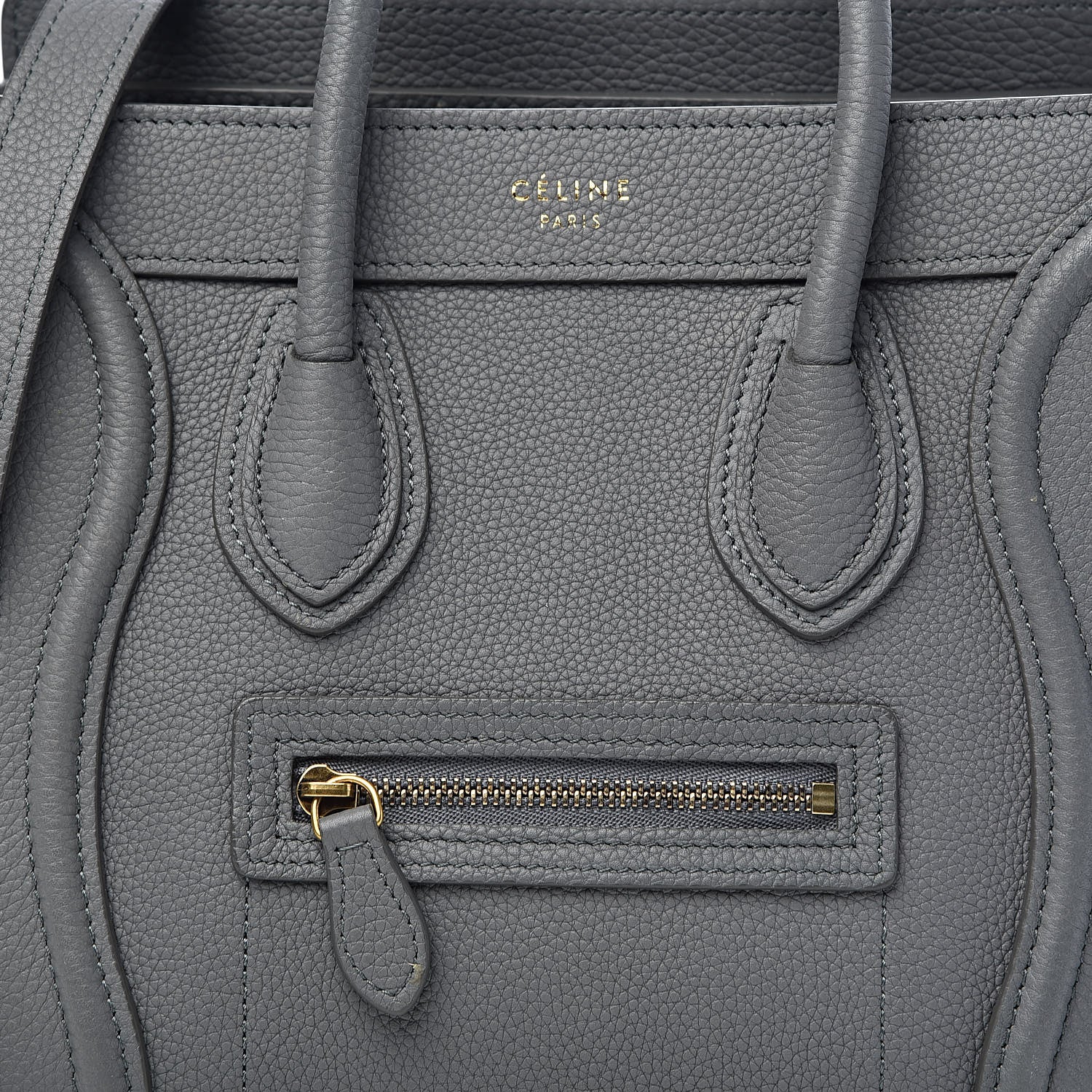 Celine Drummed Calfskin Nano Luggage Kohl 10 of 10