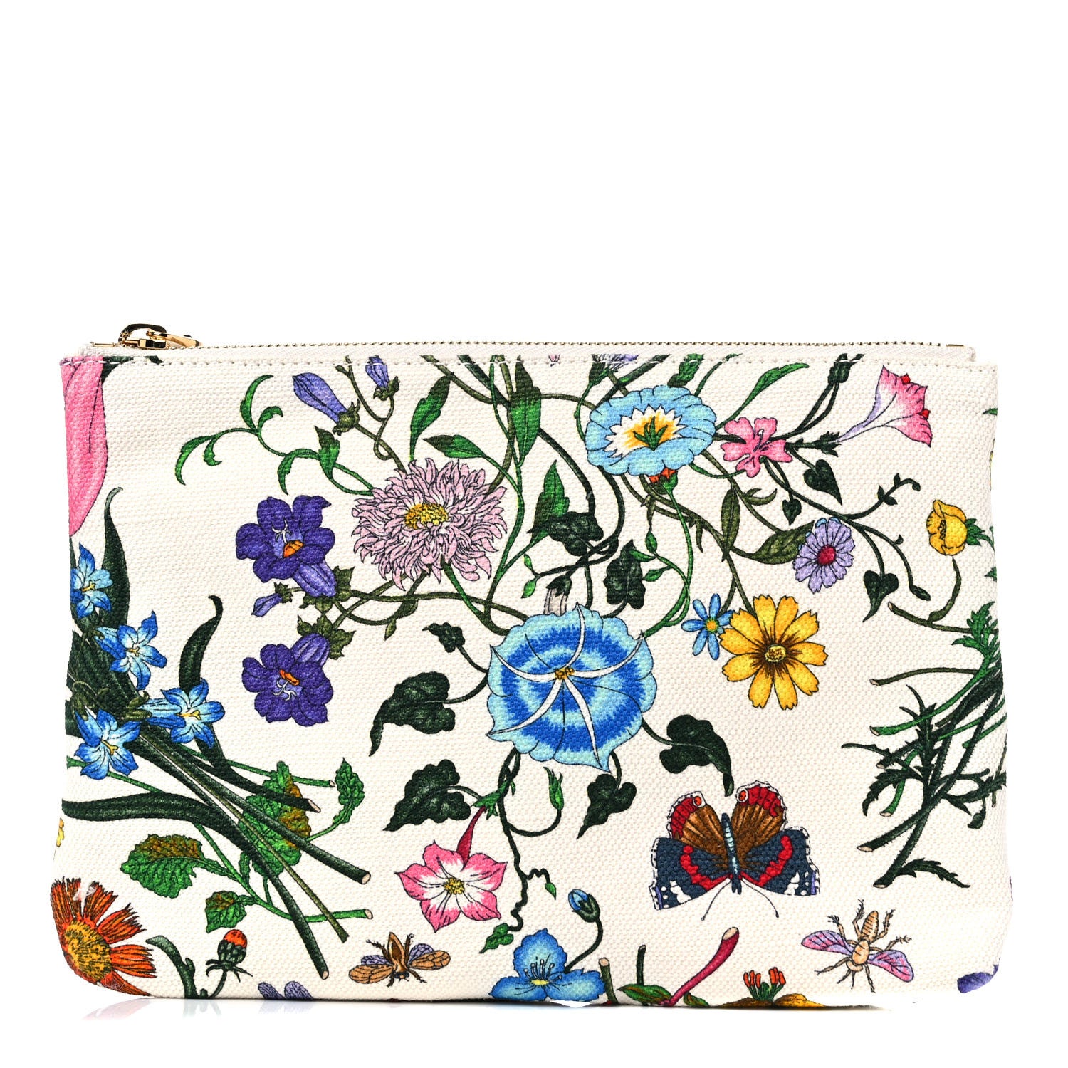 Gucci Canvas Flora Floral Calfskin Medium Cutout Shoulder Bag White Multicolor 12 of 12