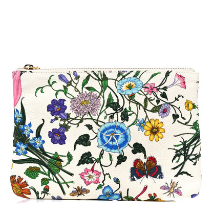 Gucci Canvas Flora Floral Calfskin Medium Cutout Shoulder Bag White Multicolor 12 of 12