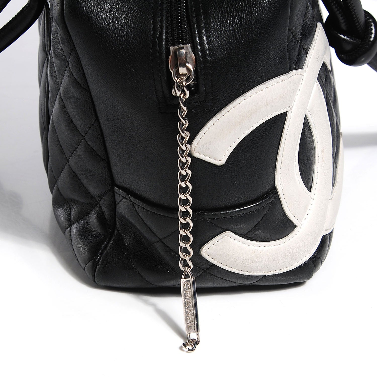 Chanel Calfskin Quilted Large Cambon Bowler Black White 8 of 8