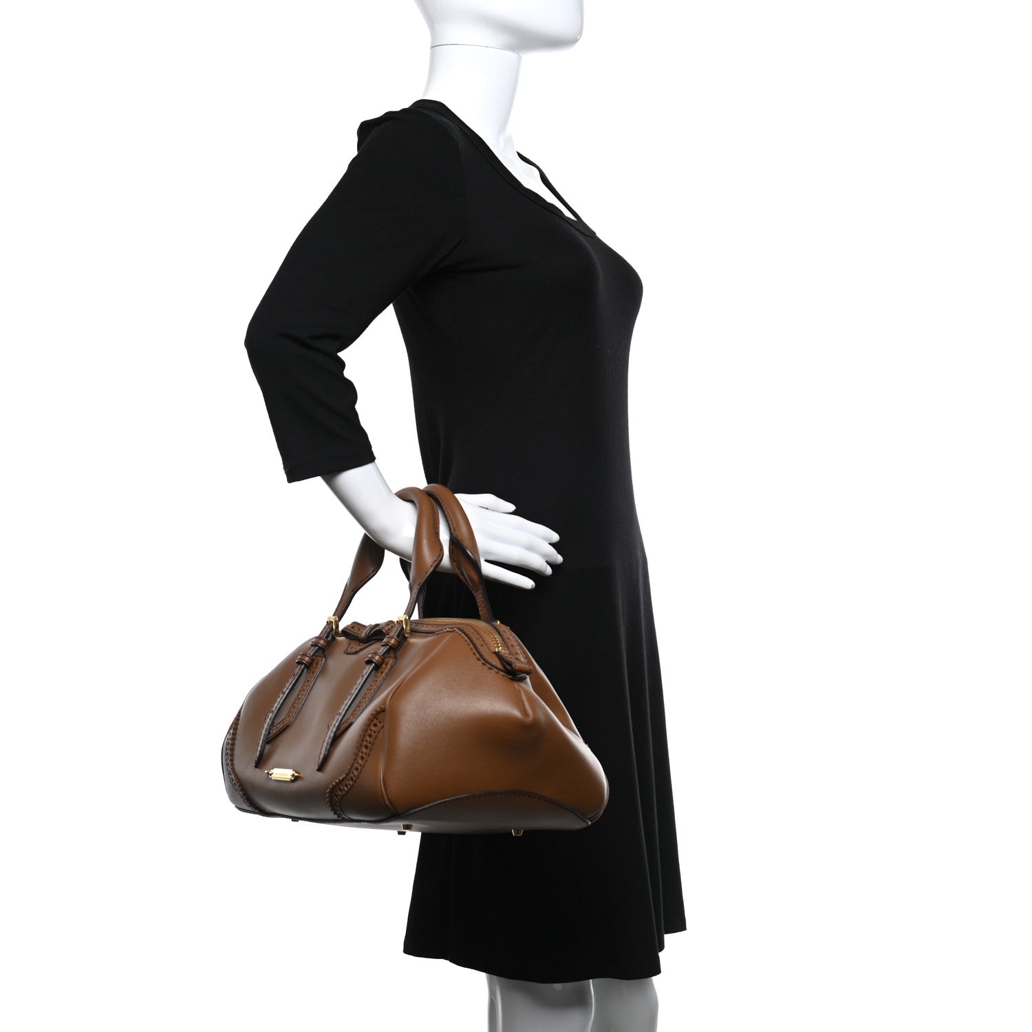 Burberry Bridle Calfskin Broguing Small Blaze Satchel Brown 2 of 10