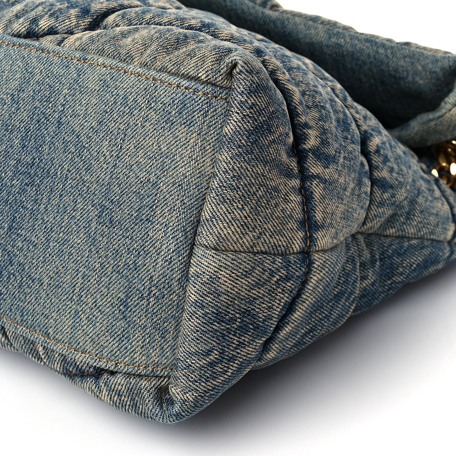 Saint Laurent Denim Quilted Medium Loulou Puffer Monogram Chain Satchel Blue Black 10 of 10