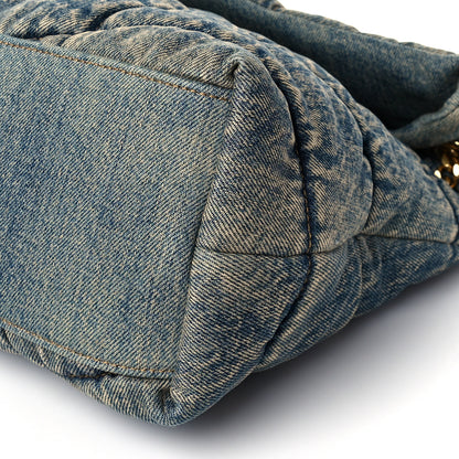 Saint Laurent Denim Quilted Medium Loulou Puffer Monogram Chain Satchel Blue Black 10 of 10