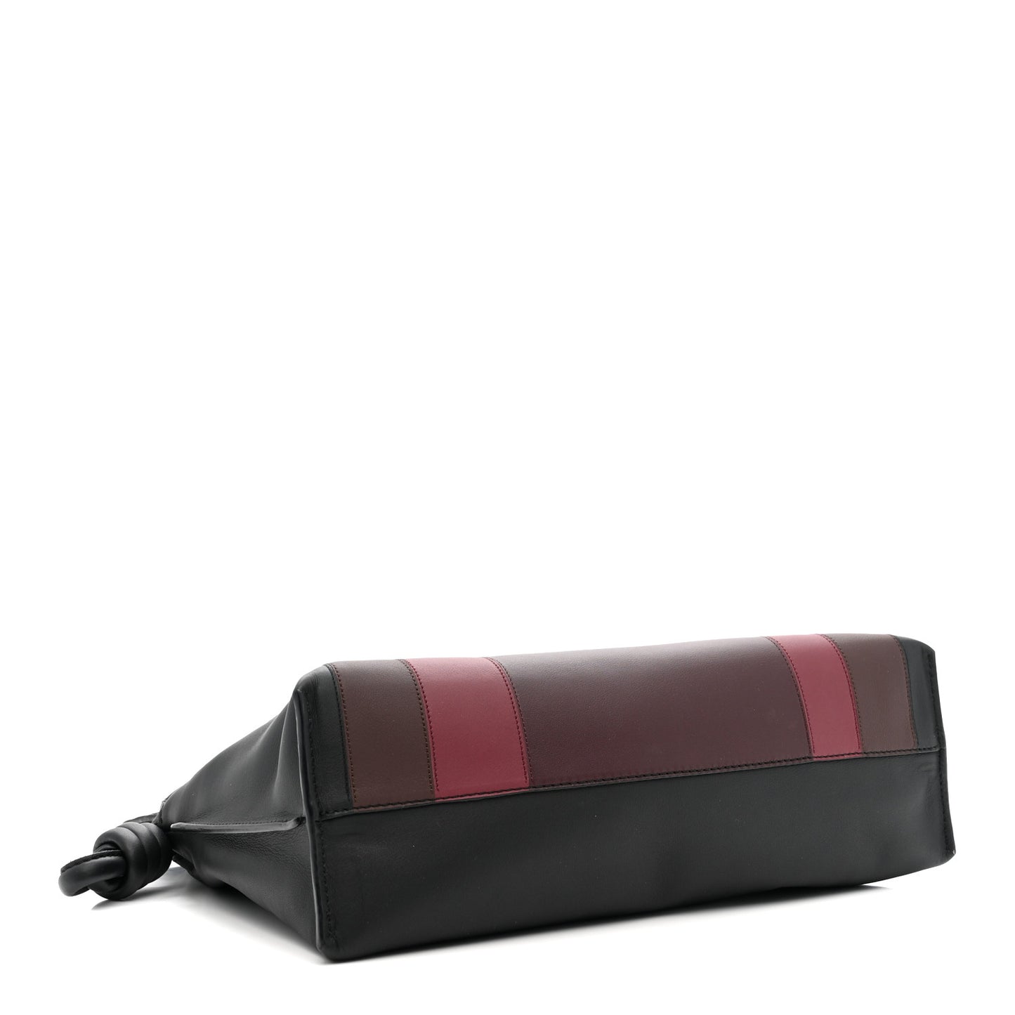 X ALBERS Nappa Calfskin Medium Flamenco Knot Clutch Black Burgundy