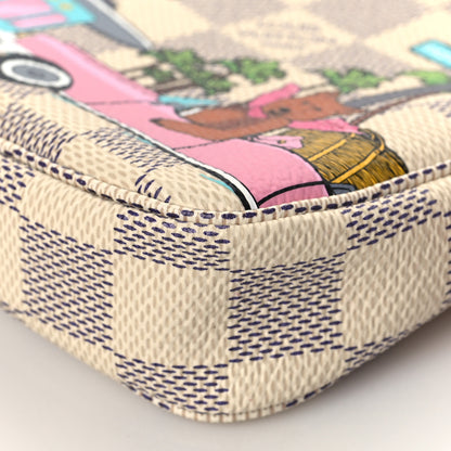 Louis Vuitton Damier Azur 2021 Christmas Animation Hollywood Mini Pochette Accessories Fuchsia 10 of 11