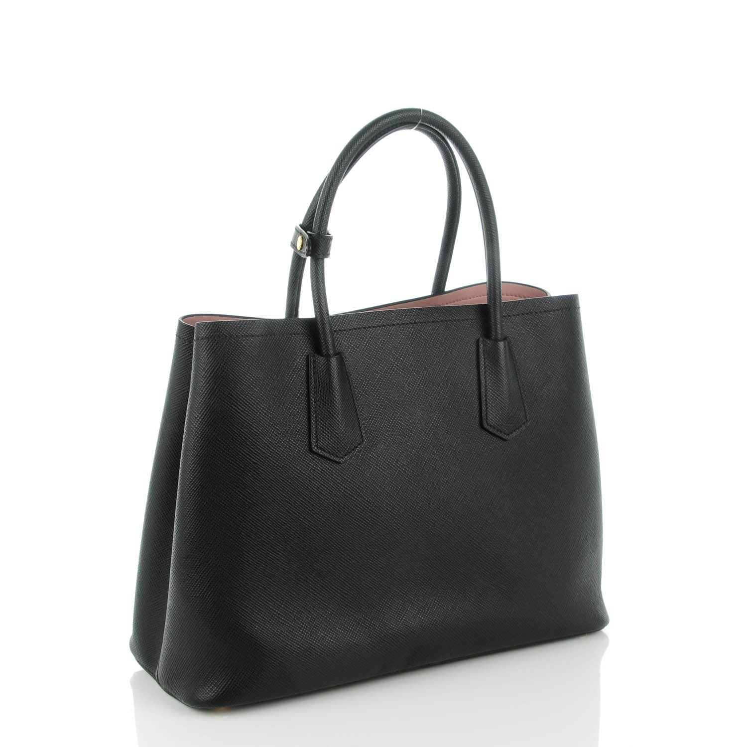 Prada Saffiano Cuir Medium Double Bag Black Mughetto 3 of 7