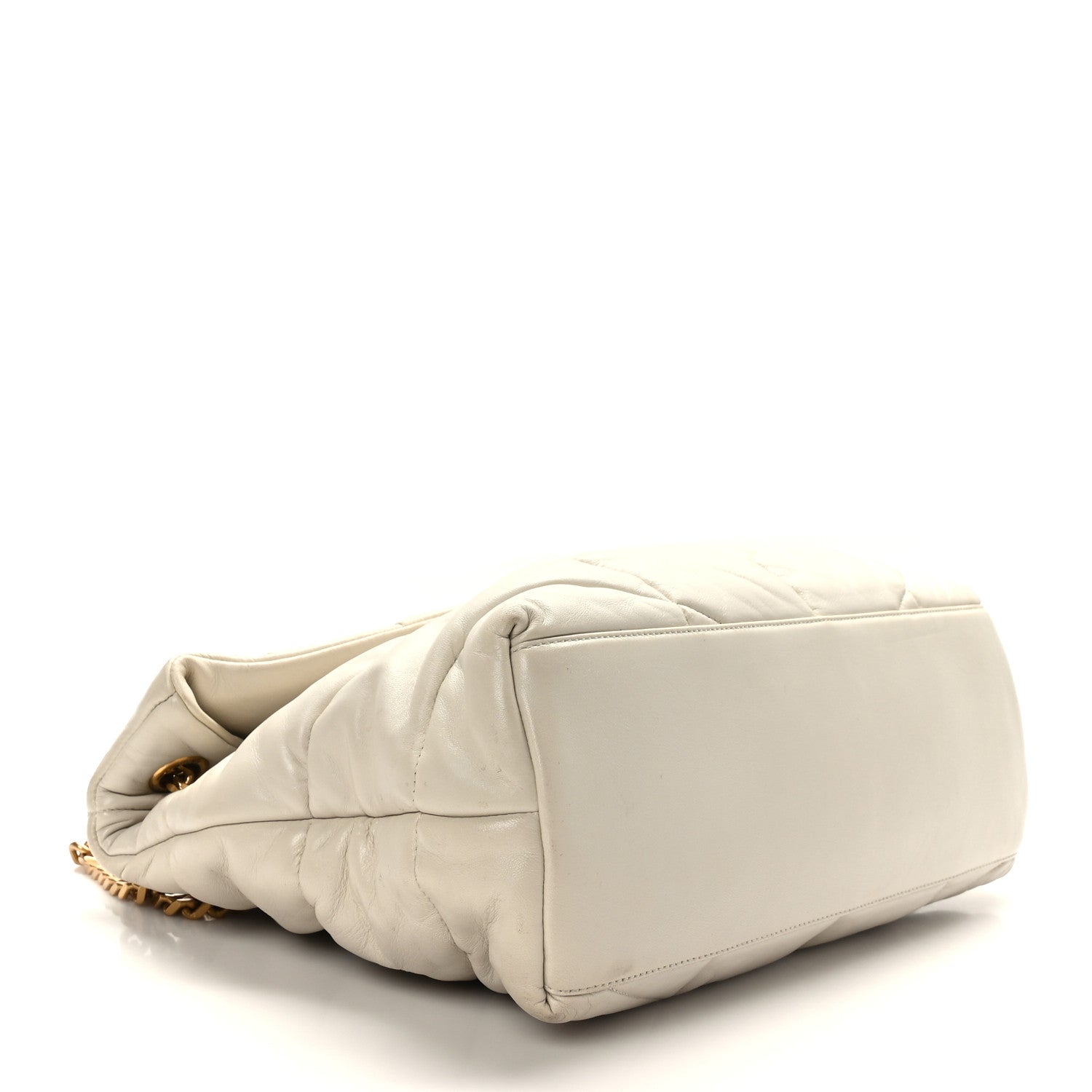 Saint Laurent Lambskin Quilted Medium Loulou Puffer Monogram Chain Satchel Crema Soft 4 of 9
