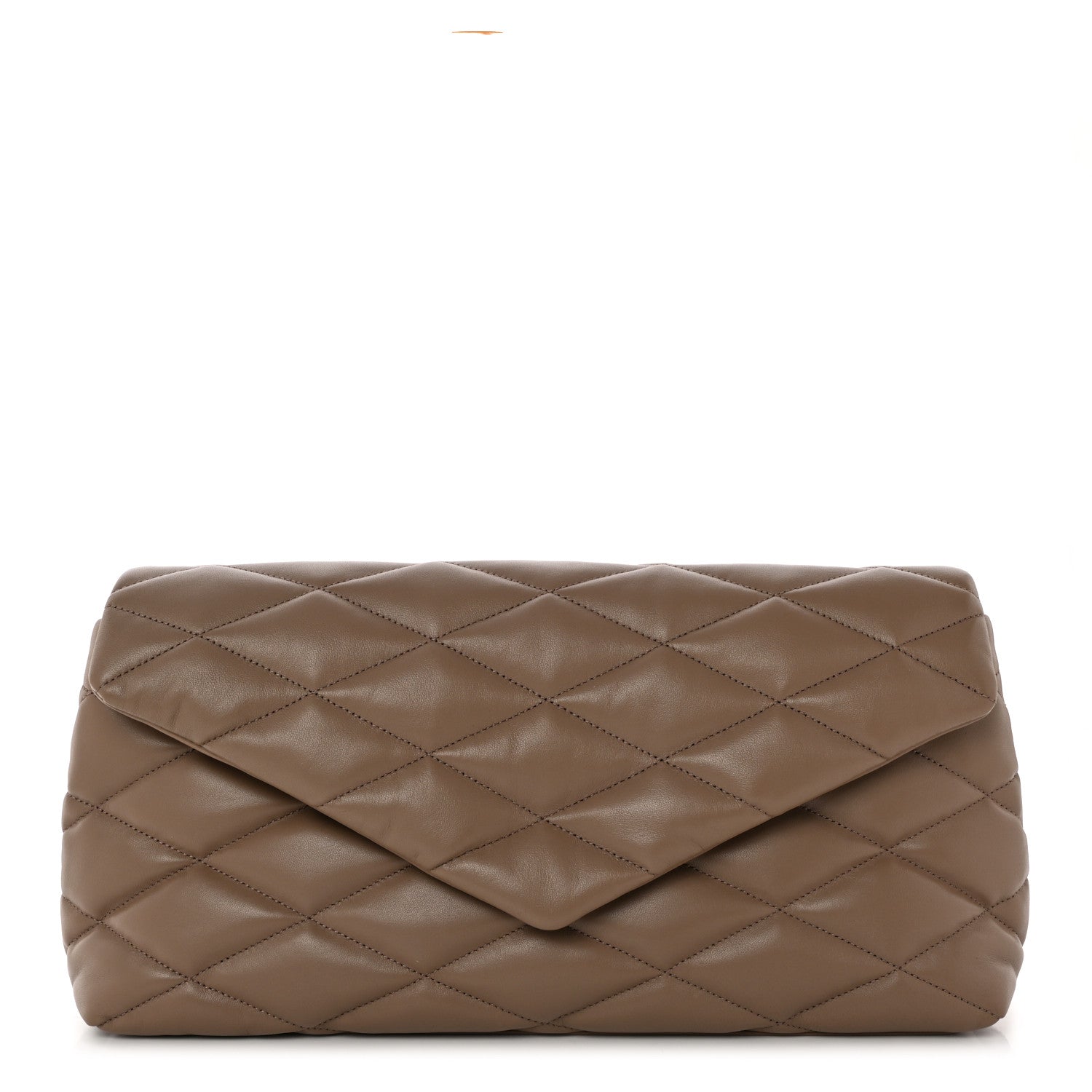 Saint Laurent Lambskin Quilted Sade Puffer Envelope Clutch Dark Beige 1 of 7