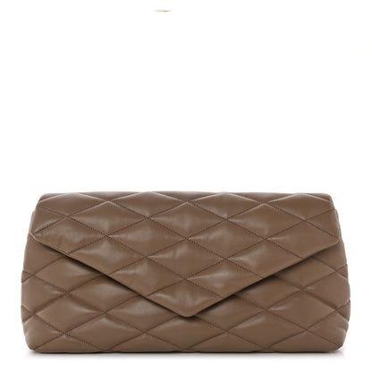 Saint Laurent Lambskin Quilted Sade Puffer Envelope Clutch Dark Beige 1 of 7
