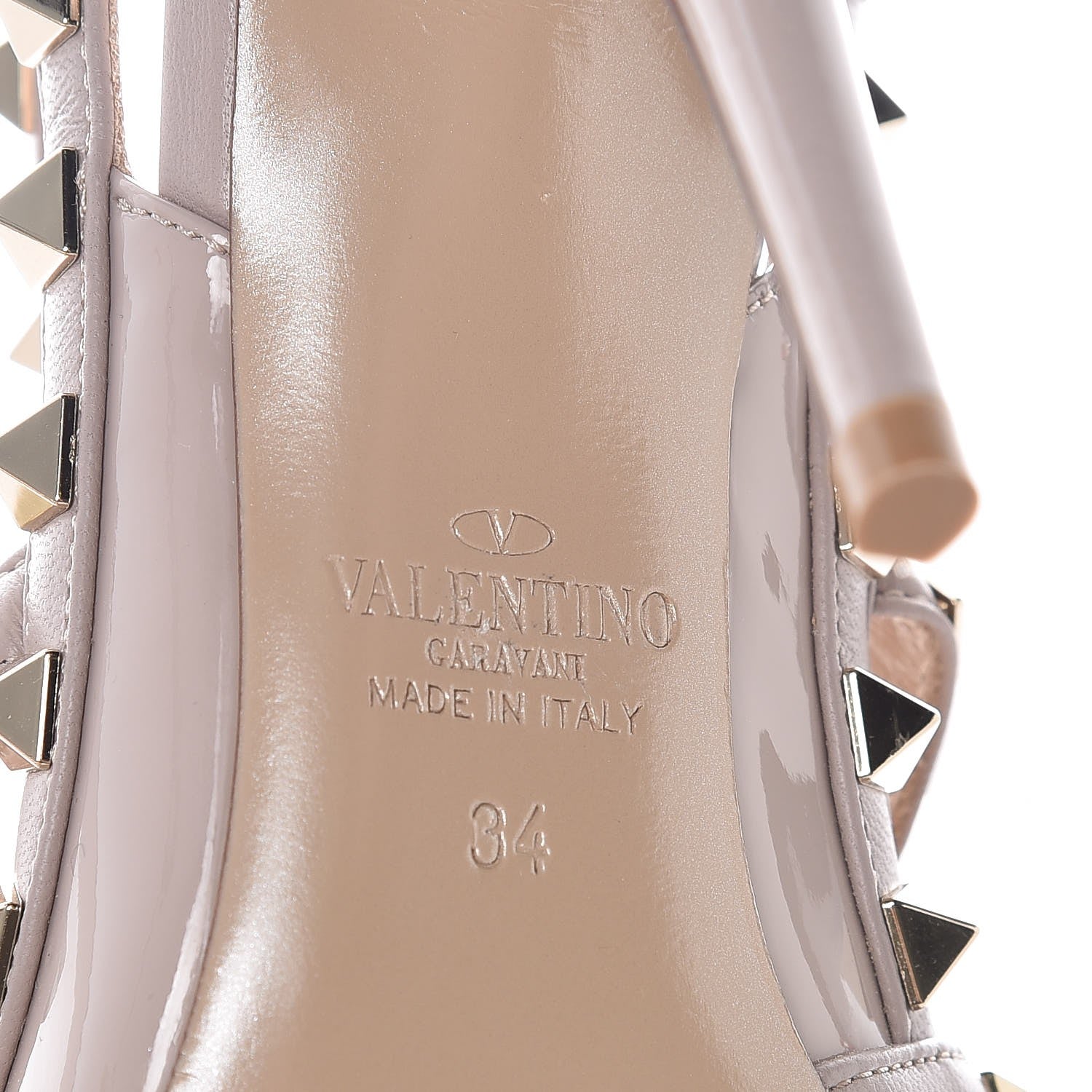 Valentino Garavani Patent Rockstud Ankle Strap Pumps 34 Poudre 7 of 8