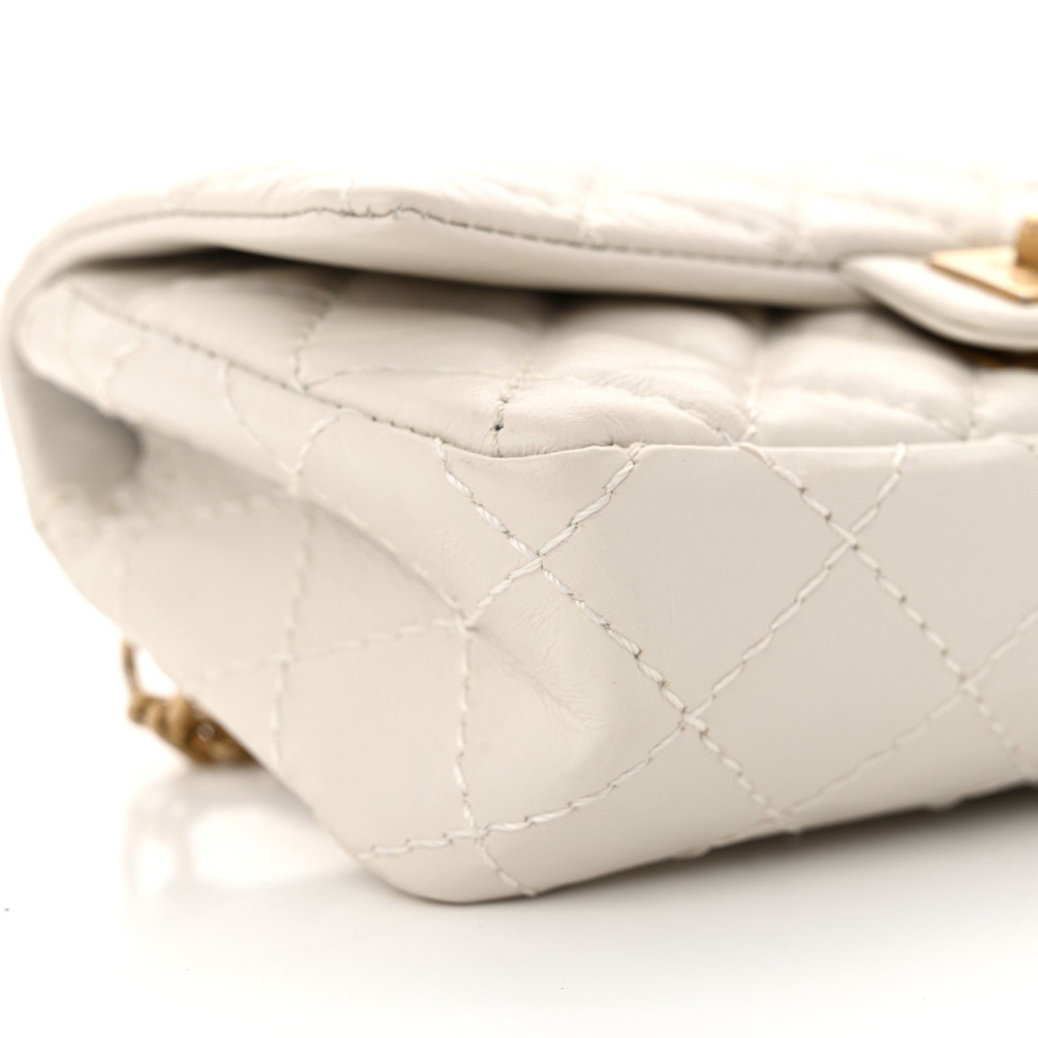 Chanel Aged Calfskin Quilted 2.55 Reissue Flap Belt Bag White 9 of 11