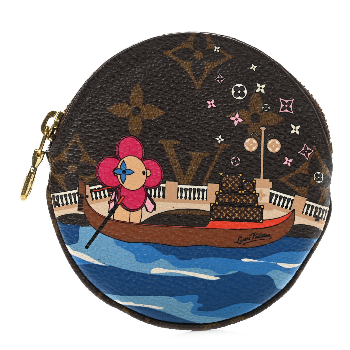 Monogram 2019 Christmas Animation Round Coin Purse Blue