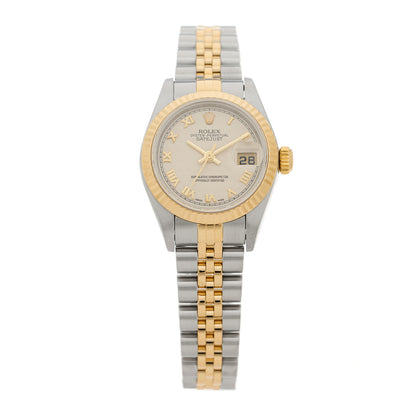 Rolex Stainless Steel 18K Yellow Gold 26mm Oyster Perpetual Datejust Watch White Roman 79173 1 of 4