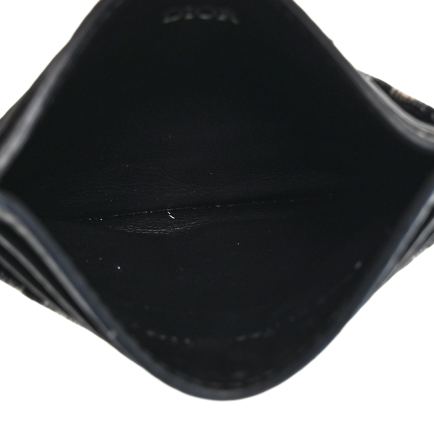 Christian Dior CHRISTIAN DIOR Grained Calfskin Oblique Card Holder Black 5 of 7