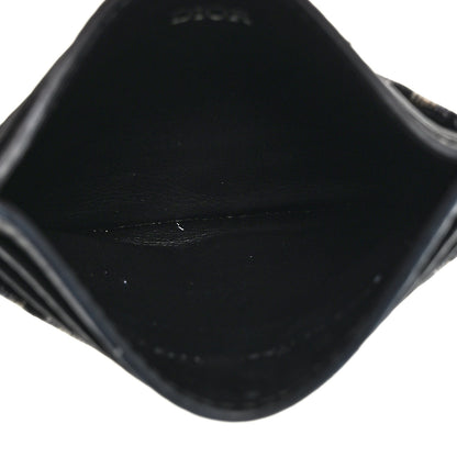 Christian Dior CHRISTIAN DIOR Grained Calfskin Oblique Card Holder Black 5 of 7