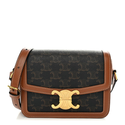 Celine Calfskin Triomphe Canvas Teen Triomphe Bag Tan 1 of 11