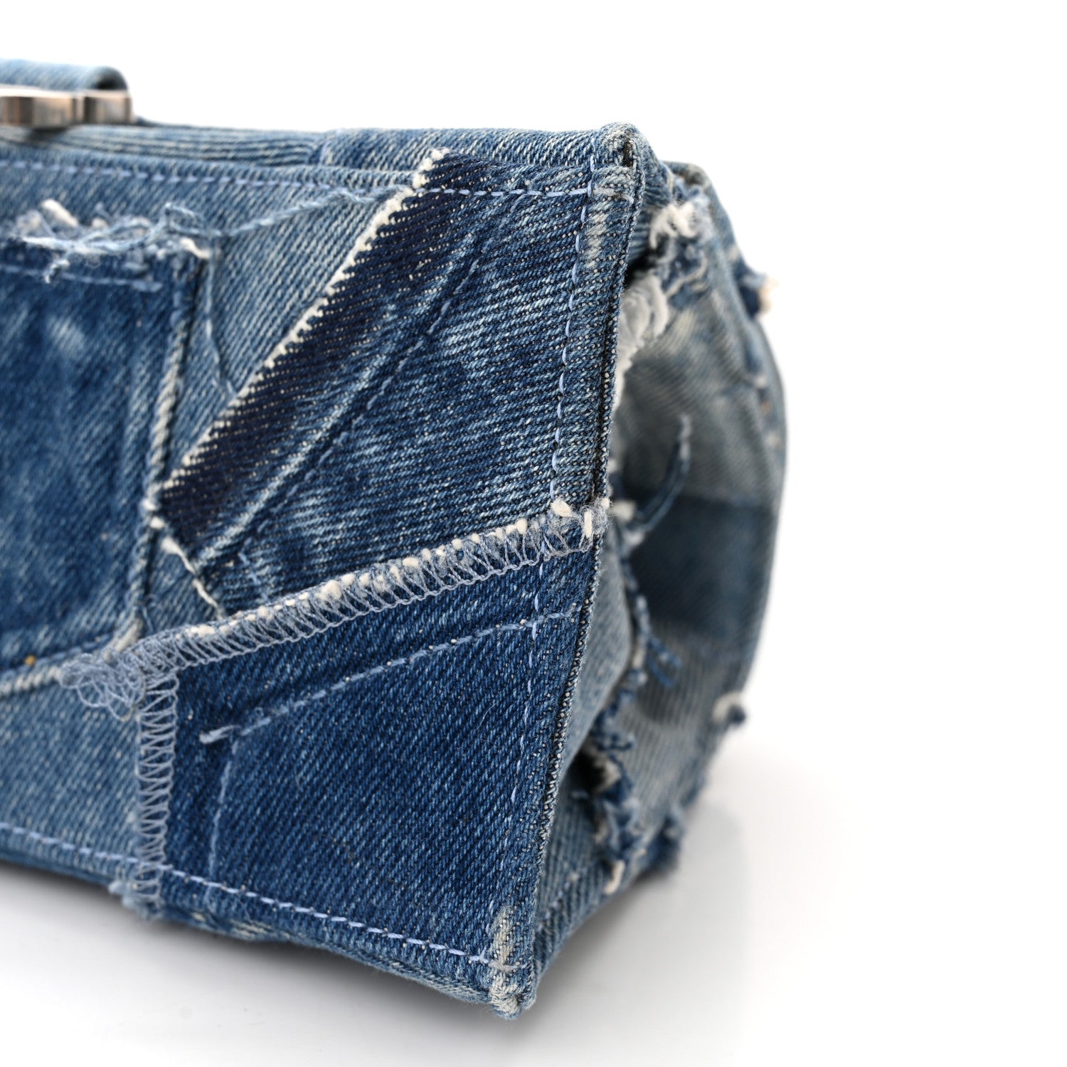 Balenciaga Denim Patchwork Small Hourglass Top Handle Bag Washed Blue 9 of 9