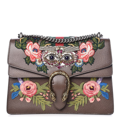 Gucci Calfskin Web Owl Embroidered Medium Dionysus Shoulder Bag New Acero Multicolor 1 of 11