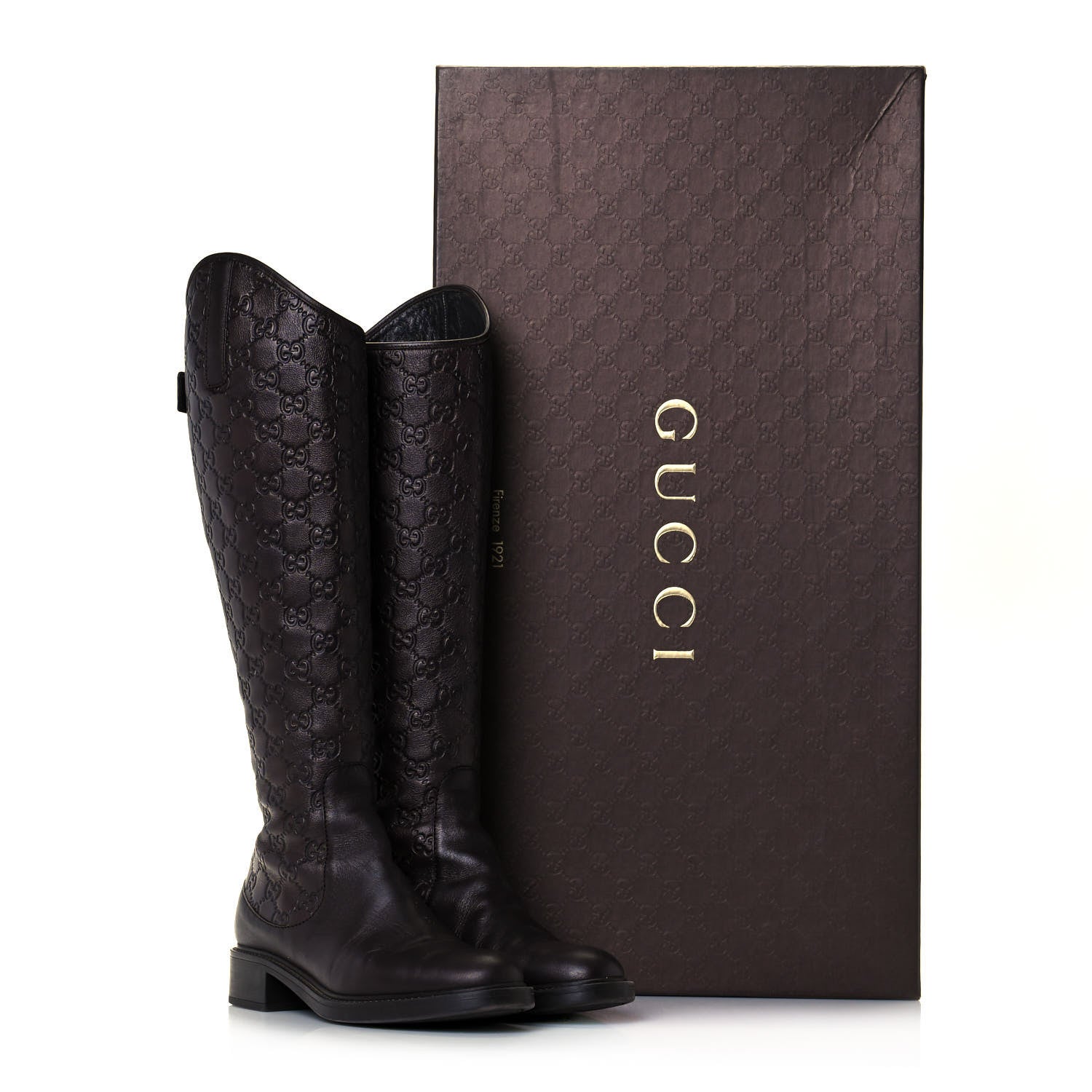 Gucci Guccissima Calfskin Miro Soft Knee High Riding Boots 35.5 Chocolate 10 of 10