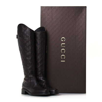 Gucci Guccissima Calfskin Miro Soft Knee High Riding Boots 35.5 Chocolate 10 of 10