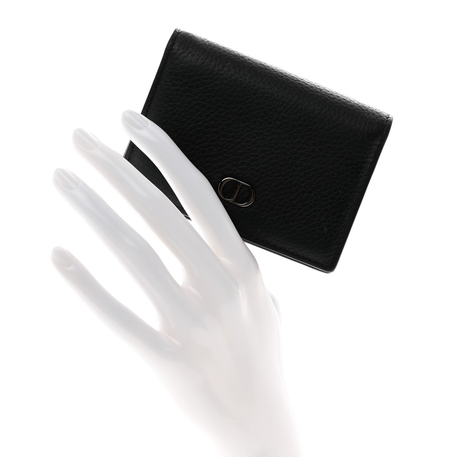 Christian Dior Grained Calfskin CD Icon Wallet Black 2 of 8