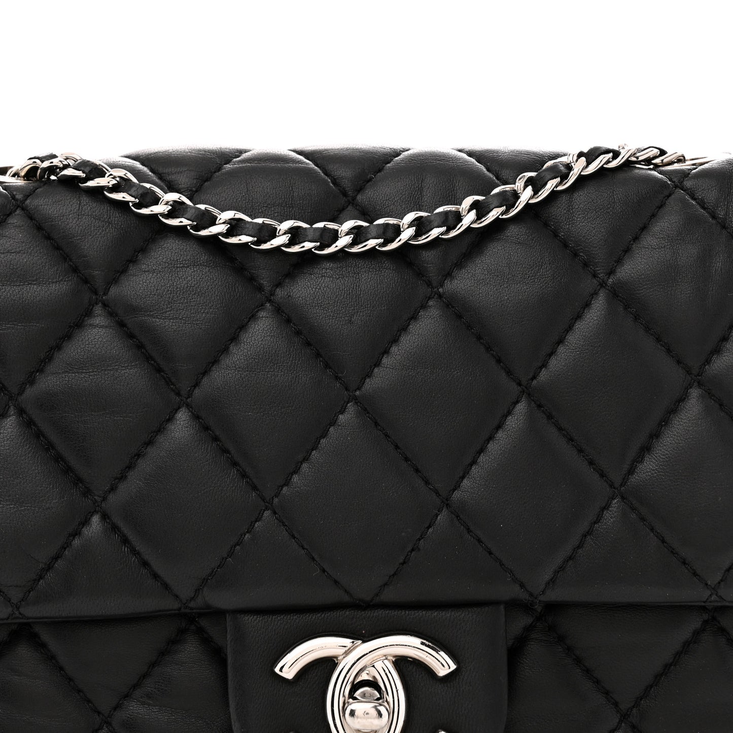 Lambskin Quilted Medium Coco Rain Flap Black