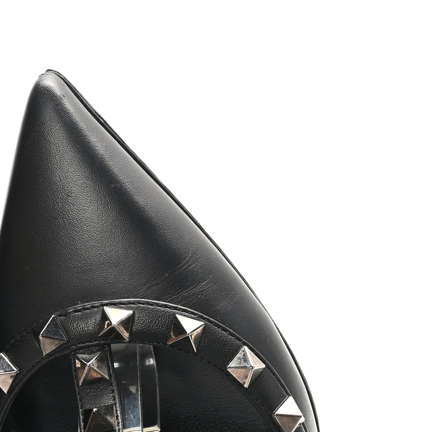 Calfskin Nappa Rockstud Ankle Strap 100mm Pumps 37 Black